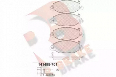 R BRAKE rb1498 -  Комплект тормозных колодок, дисковый тормоз